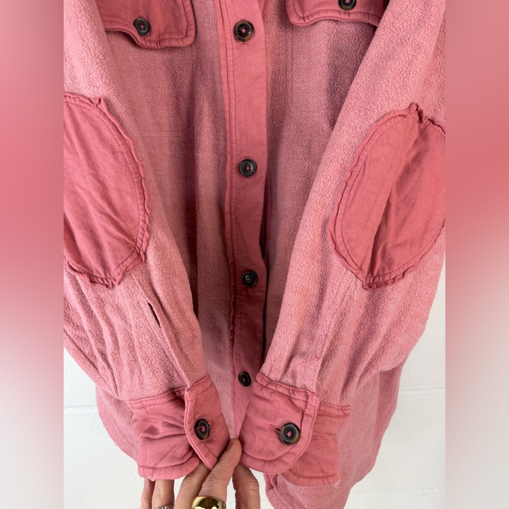 Free People Ruby Pink Button Down Shacket Shirt J… - image 8